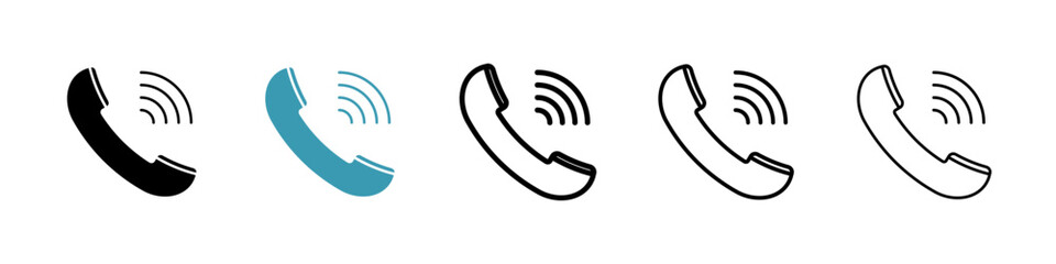 Call icons in black and blue set