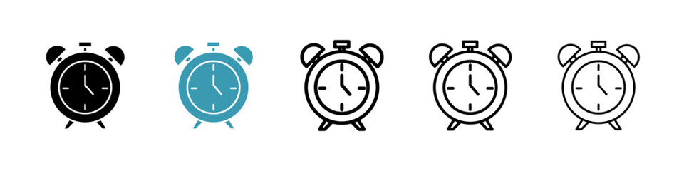 Clock icons in black and blue set