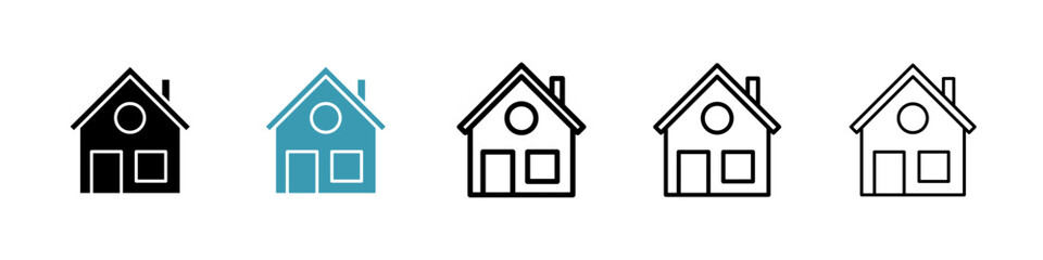 Home icons in black and blue set