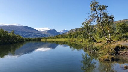 Lake in the mountains, L&aacute;ddjuj&aacute;rvi, Kings trail, Sweden
