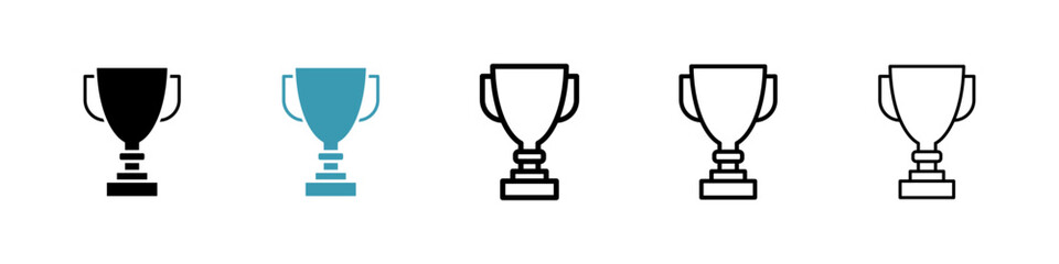 Trophy icons in black and blue set