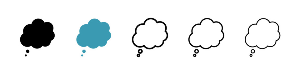 Think bubble icons in black and blue set