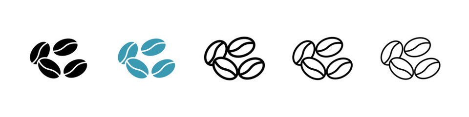 Coffee Bean icons in black and blue set