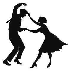 Couple Dancing Silhouette Vector Illustration