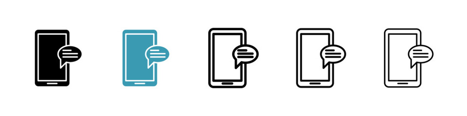 Text message icons in black and blue set