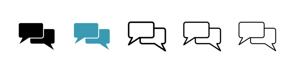 Naklejka premium Chat bubble icons in black and blue set