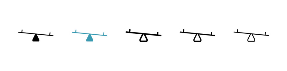 Seesaw icons in black and blue set