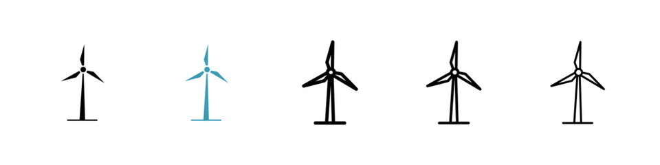 Wind turbine icons in black and blue set © Ranveer