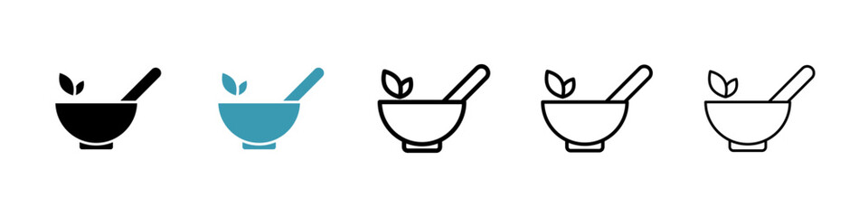 Herbal medicine icons in black and blue set