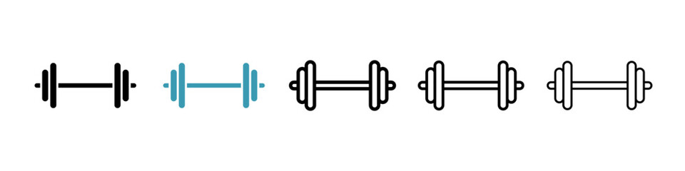 Dumbbell icons in black and blue set