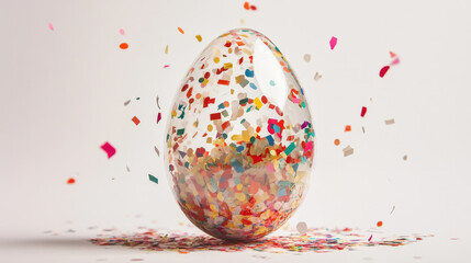 Transparent Egg with Confetti Explosion