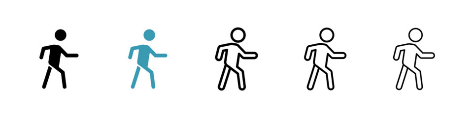 Pedestrian icons in black and blue set