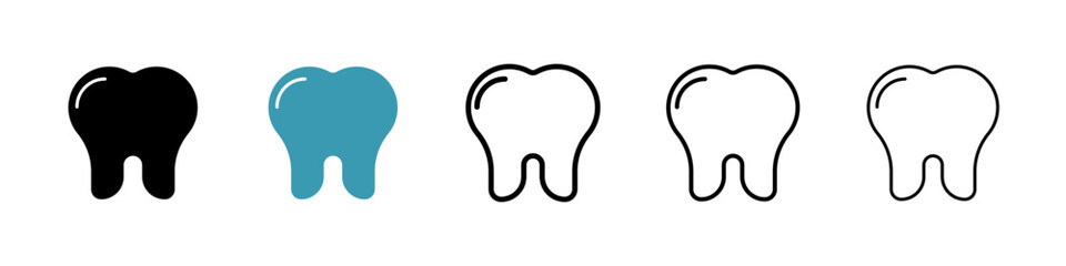 Tooth icons in black and blue set