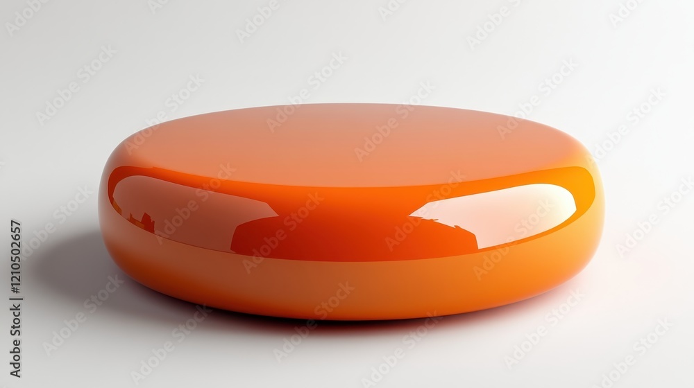 Poster a smooth, glossy orange object resembling a modern design element.