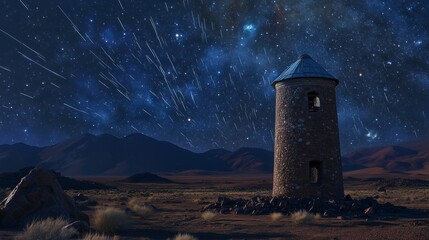 Captivating Celestial Display Above Historic Stone Observatory