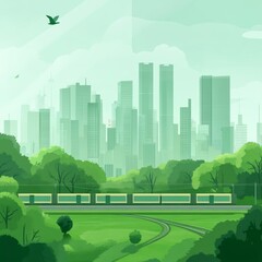 Generate a minimalist background image for the homepage of a WeChat mini-program themed about green low carbon modern city