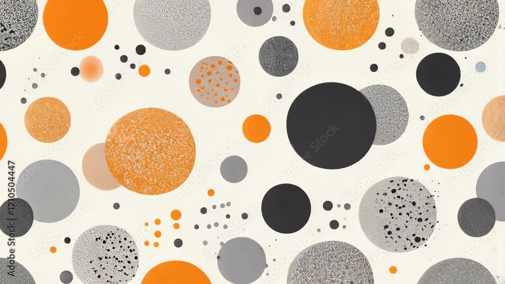 Poster colorful abstract pattern with circles in varying sizes and shades displayed on a light background