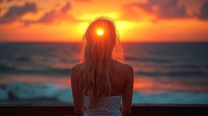 Fototapeta premium Quiet beach escape, digital detox, ocean waves, sand, meditation, unplug from screen, rejuvenation, sunset vibes, natural beauty, tranquility