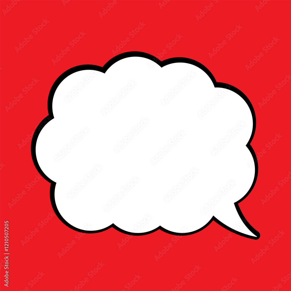 Poster white speech bubble with black shadow on red background. thought bubble, empty communication cloud.