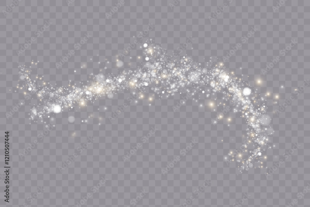Poster glowing light effect with many bright particles isolated on transparent background. vector star clou