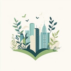 Design a modern, minimalistic flat logo that represents a healthy, sustainable urban lifestyle