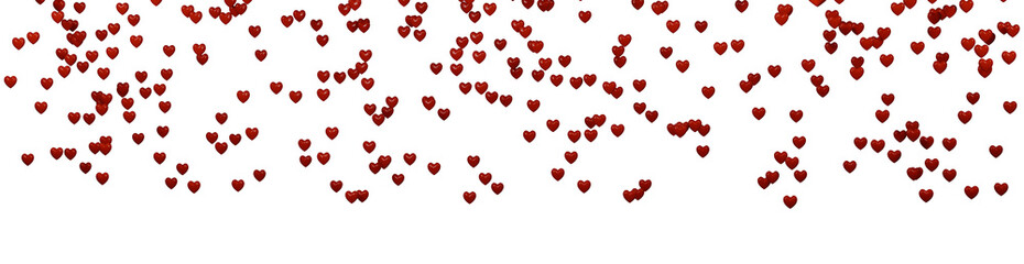 Red heart confetti scattered for love celebrations valentine background