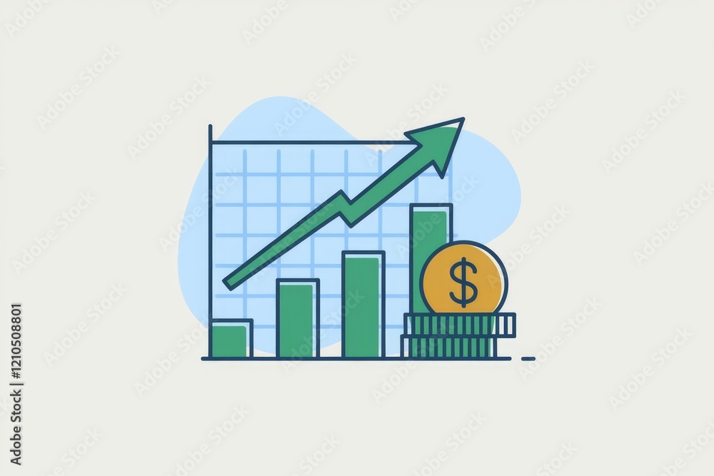 Poster an upward trending bar graph shows increasing profits and financial growth, symbolized by a rising a