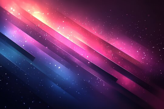 Abstract diagonal stripes in pink, purple, and blue with a sparkling effect.