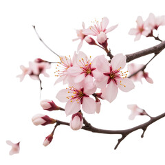 Pink Cherry Blossoms on Branch, Spring Floral Bloom, Delicate Flowers