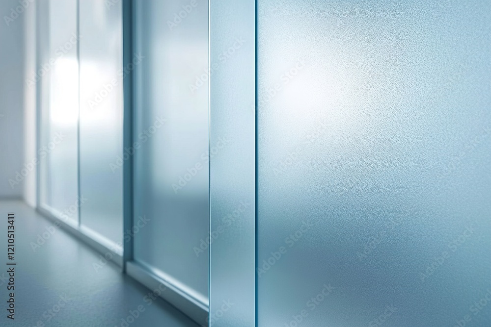 Poster this modern nordic interior showcases frosted glass panels that diffuse light in a serene manner, co
