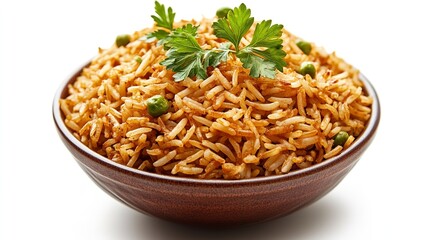 Fototapeta premium Biryani Rice with Mushrooms Isolated on White Background