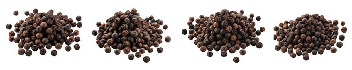 Obraz premium piles of black pepper, isolated background, digital resources for culinary website design, photography