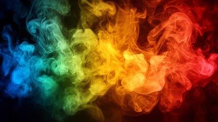 Fototapeta premium A vibrant smoke cloud features rainbow colors from left to right