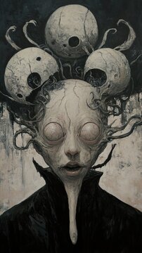 Surreal Horror Creature Painting: Dark Fantasy Art