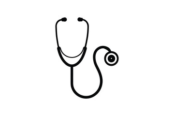 Medical stethoscope icon design, Stethoscope black silhouette vector illustration tool  

