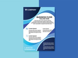 A blue and white business flyer