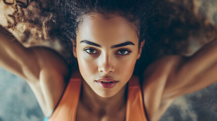Focused Athletic Woman Gazing Intensely During Workout for Motivation and Fitness Inspiration : Generative AI