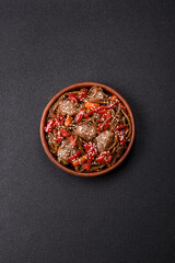 Delicious spicy Asian food soba with buckwheat noodles, beef, vegetables