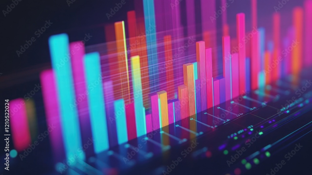 Poster a close-up view of a d bar chart on a computer screen, with bars representing various data sets and 