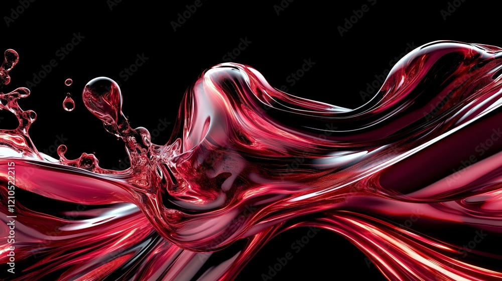 Poster a splash of red liquid with a splash of black. the splash of red is the main focus of the image. ai 