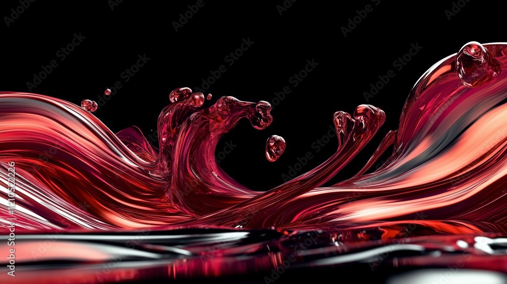 Poster a splash of red liquid is in the air, creating a dramatic effect. the splash of black is on the grou