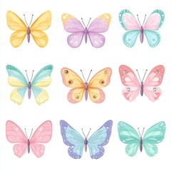 Charming Collection of Colorful Butterflies in Various Patterns and Styles Displaying Nature's Beauty