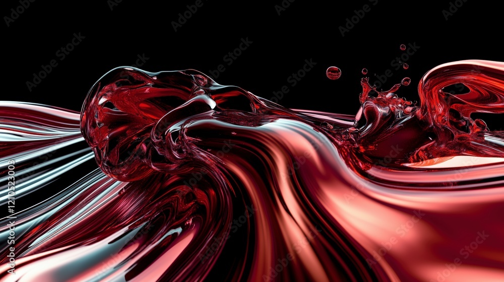 Poster a splash of red liquid is splashing across a black background. the image is abstract and has a sense