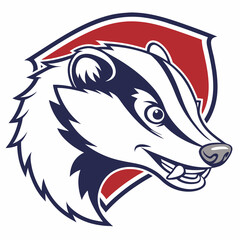 Badger head mascot logo design featuring bold, sharp lines and a fierce expression. Perfect for sports teams, esports, wildlife organizations, or branding requiring a strong, dynamic look.