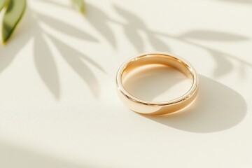 Contemporary minimalist wedding band reflecting elegance against a soft backdrop