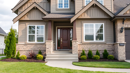 Obraz premium Luxury House Exterior: Modern Home Design, Landscaping, and Architecture