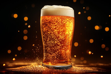 Realistic beer foam with bubbles. Beer glass with a cold drink. Background for bar design, oktoberfest flyers. Vector illustration	