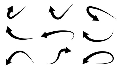 Set arrows pointing in different directions handwritten calligraphy isolated on white background , Flat Modern design, illustration Vector EPS 10