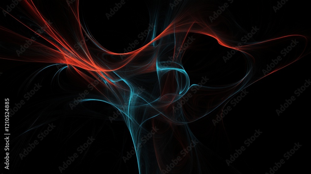 Poster a black and red and blue image of a swirling mass of colors. the colors are bright and vibrant, crea