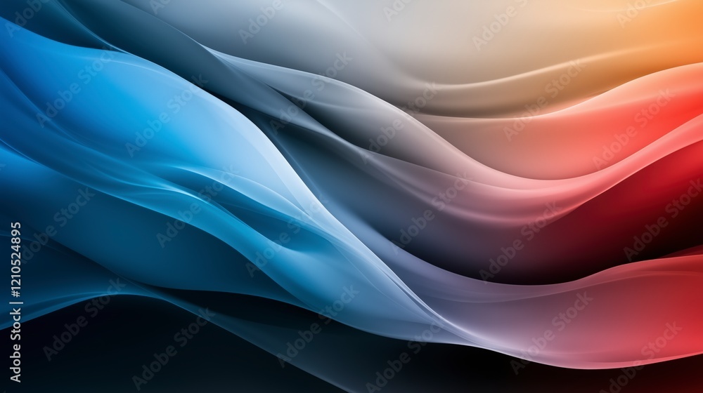 Aufkleber A colorful wave with blue, red and white colors. The colors are blended together to create a smooth and flowing effect. Concept of movement and energy, as if the wave is in motion. AI generated.